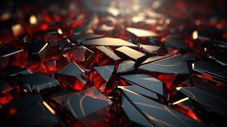 Digital Art of Deep Red Shattered Glass Pattern Background Imageの素材
