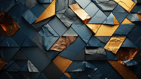 Digital Technology Grey and Gold Geometric Random Rock Stone Blocks Background Imageの素材