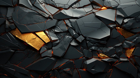 Grey and Gold Geometric Random Rock Stones Wall Background Imageの素材