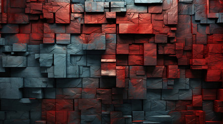 Grey and Red Random 3d Cubes or Blocks Digital Technology Background Imageの素材