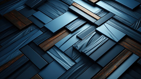 Blue and Grey Blue Rock Stones 3d Random Wooden Cubes or Blocks Geometric Background Imageの素材