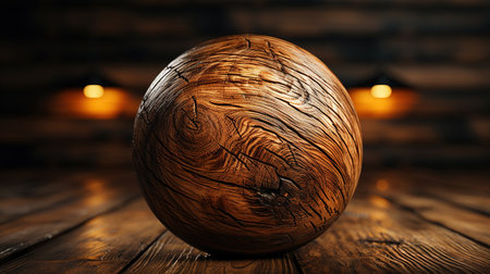 Wooden Ball Texture with Horizontal Veins Wood Background Imageの素材