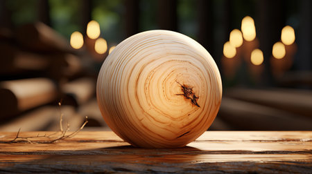Wooden Ball Texture with Horizontal Veins Wood Background Imageの素材