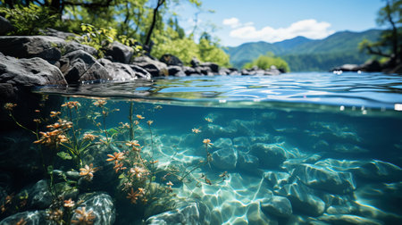 Beautiful Island with Palm Trees Paradise Beach Seascape Backgroundの素材