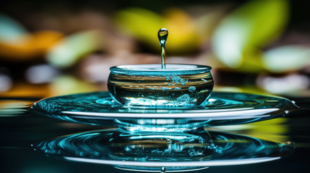 A Droplet of Water Splashing Into a Pool Selective Focus Background Imageの素材