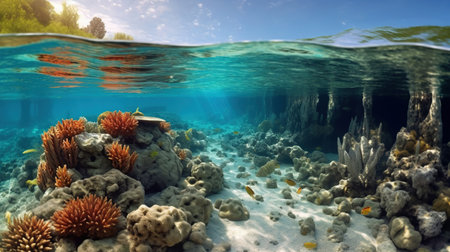 Beautiful Sea Bed Coral Reef Seascape Selective Focus Background Imageの素材