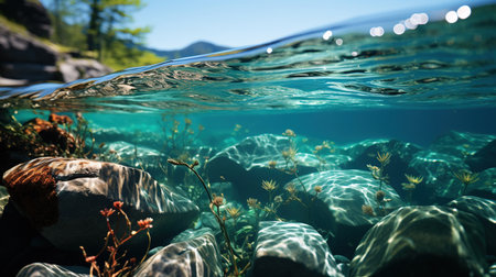 The Sea seen From Above with Vivid Colors and Water Streaks On a Paradise Beach and The Calm Sea Imageの素材