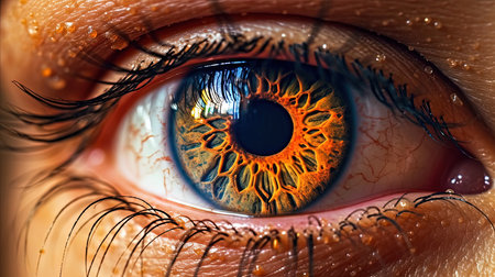 A Beautiful Detailed Crisp Yellow or Orange Glossy Eye Retina Imageの素材