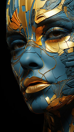 Fashionable Modern Art of Gorgeous Woman Face Portrait with Make Up Background Imageの素材