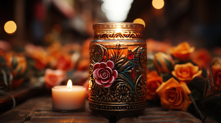 Colorful Candles in Mexican Church Background Selective Focus Imageの素材