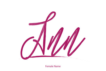 Ann Girl Baby Name Cursive Handwritten Lettering Modern Calligraphy Text Imageのイラスト素材
