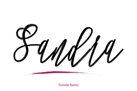 Sandra Girl Baby Name Cursive Handwritten Lettering Modern Calligraphy Text Imageのイラスト素材