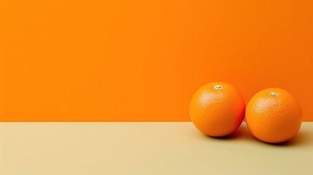 An Minimalist Oranges and Slice On Yellow Background with Copy Space Selective Focus Imageの素材