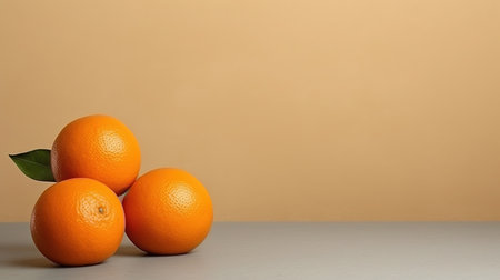 An Minimalist Oranges and Slice On Yellow Background with Copy Space Selective Focus Imageの素材