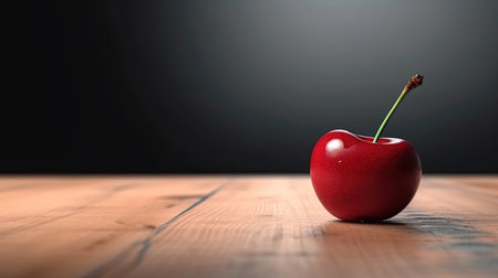 Delicious Red Cherry On Dark Background with Copy Space Selective Focus Imageの素材