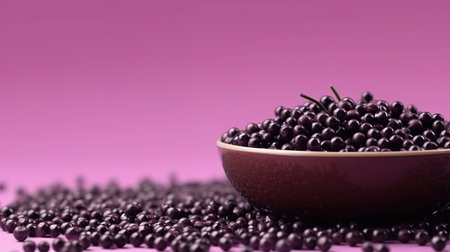Group of Fresh Green Acai Berry Fruits In Bowl On Purple Background with Copy Space Selective Focus Imageの素材