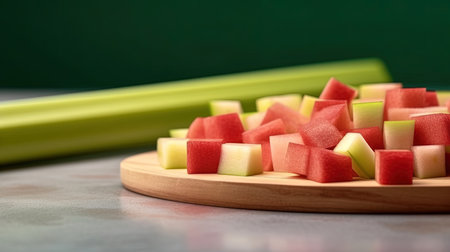 Rhubarb Pieces with Copy Space Background Selective Focus Imageの素材