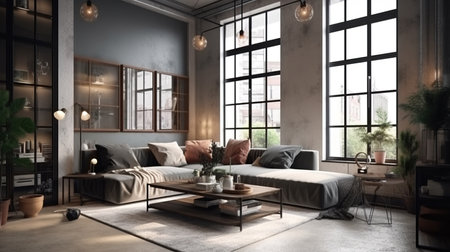 Minimalistic Living Room With Modern Sofa With Luxury Interior Background Imageの素材