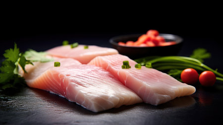 Fresh Cod Meat Zen Like Simplicity on Selective Focus Background Imageの素材