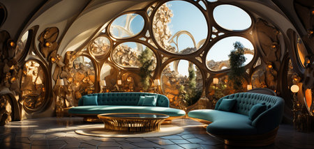 Interior Design A Window A Stained Glass Wall Contemporary Art Background Imageの素材