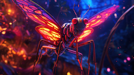 Fairy Butterfly Wings Artistic Illusion On Blurry Background Imageの素材