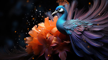 Bird of Paradise Flower and a Black Swan Beauty In Nature Blurry Background Imageの素材