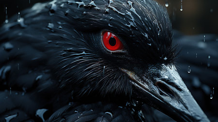 Elegant Black Swan Swim in Lake Water Blurry Background Imageの素材
