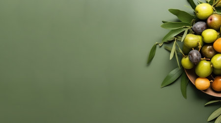 Top View of An Minimalist Olives Background With Copy Space Selective Focus Imageの素材