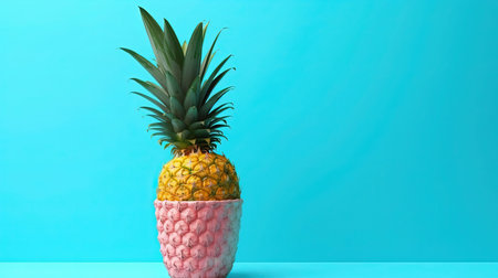 An Minimalistic Pineapple on Blurry Background With Copy Space Imageの素材