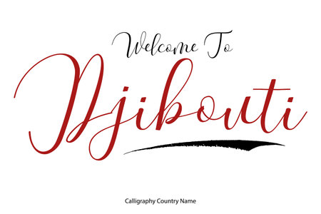 Welcome To Djibouti Country Name Text Typography in Cursive Font imageのイラスト素材