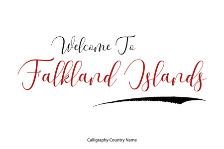 Welcome To Falkland Islands Country Name Text Typography in Cursive Font imageのイラスト素材