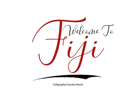Welcome To Fiji Country Name Text Typography in Cursive Font imageのイラスト素材