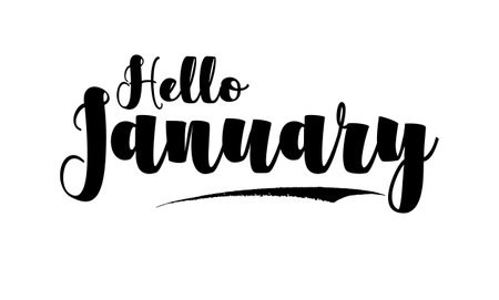 Hello January Bold Typography Text imageのイラスト素材