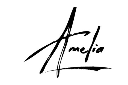 Amelia Baby Girl Name in Stylish Lettering brush Typography Text imageのイラスト素材