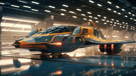 A Modern Aircraft Parked In Air Port of Futuristic Technology Theme Background Selective Focus Imageの素材