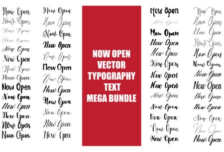 Mega Bundle Of Now Open Phrase In Stylish Typography Textのイラスト素材