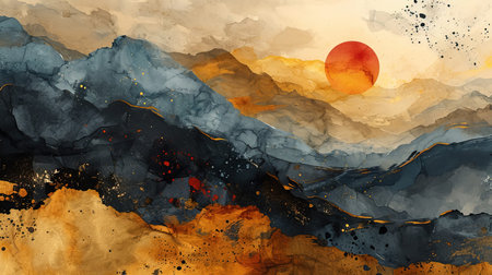 Drawing of Black and Beige Minimal Line Style Neutral Watercolor Abstract Background Imageの素材