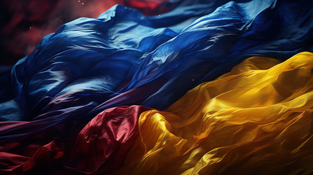 Romania Flag Colors Abstract Wavy Background Imageの素材
