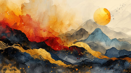 Drawing of Black and Beige Minimal Line Style Neutral Watercolor Abstract Background Imageの素材