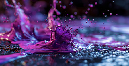 Purple Paint Drip On Black Background Imageの素材