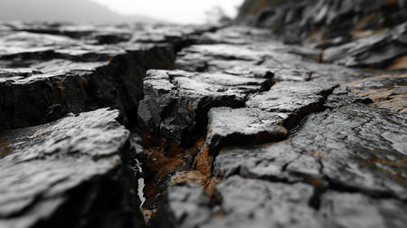 Black And White Rock Texture Cracked Layered Mountain Surface Imageの素材