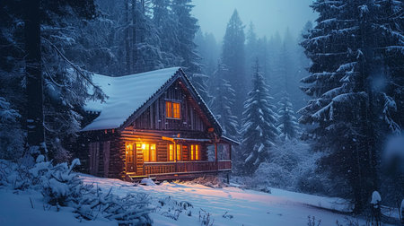 A Cabin In The Snow  Imageの素材