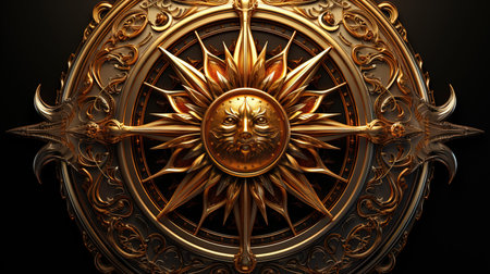 A Bronze Sun with Starbursts and Stars Imageの素材