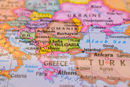 Bulgaria On The World Map-Geo Political Mapの写真素材