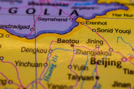 Baotou On The World Map Colorful Geo Political Worl Mapの写真素材