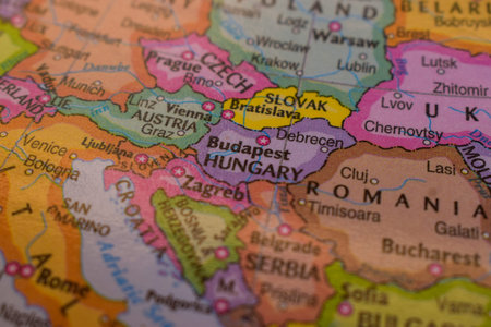 Budapest On The World Map Colorful Geo Political Worl Map