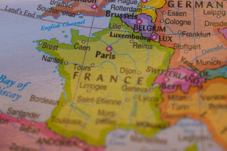 Paris  On The World Map Colorful Geo Political Worl Mapの写真素材