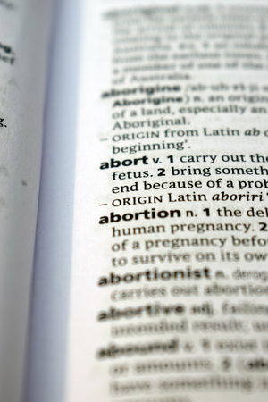 Close Up Of English Dictionary Page With Word -  Abort    Imageの写真素材