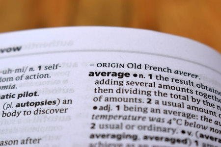 English Definition Dictionary Of Printed Word -  Average  Close Up     Image