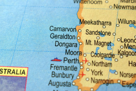 Dongara-Australia Political Map Or Administrative Map With Blurry Background Imageの写真素材